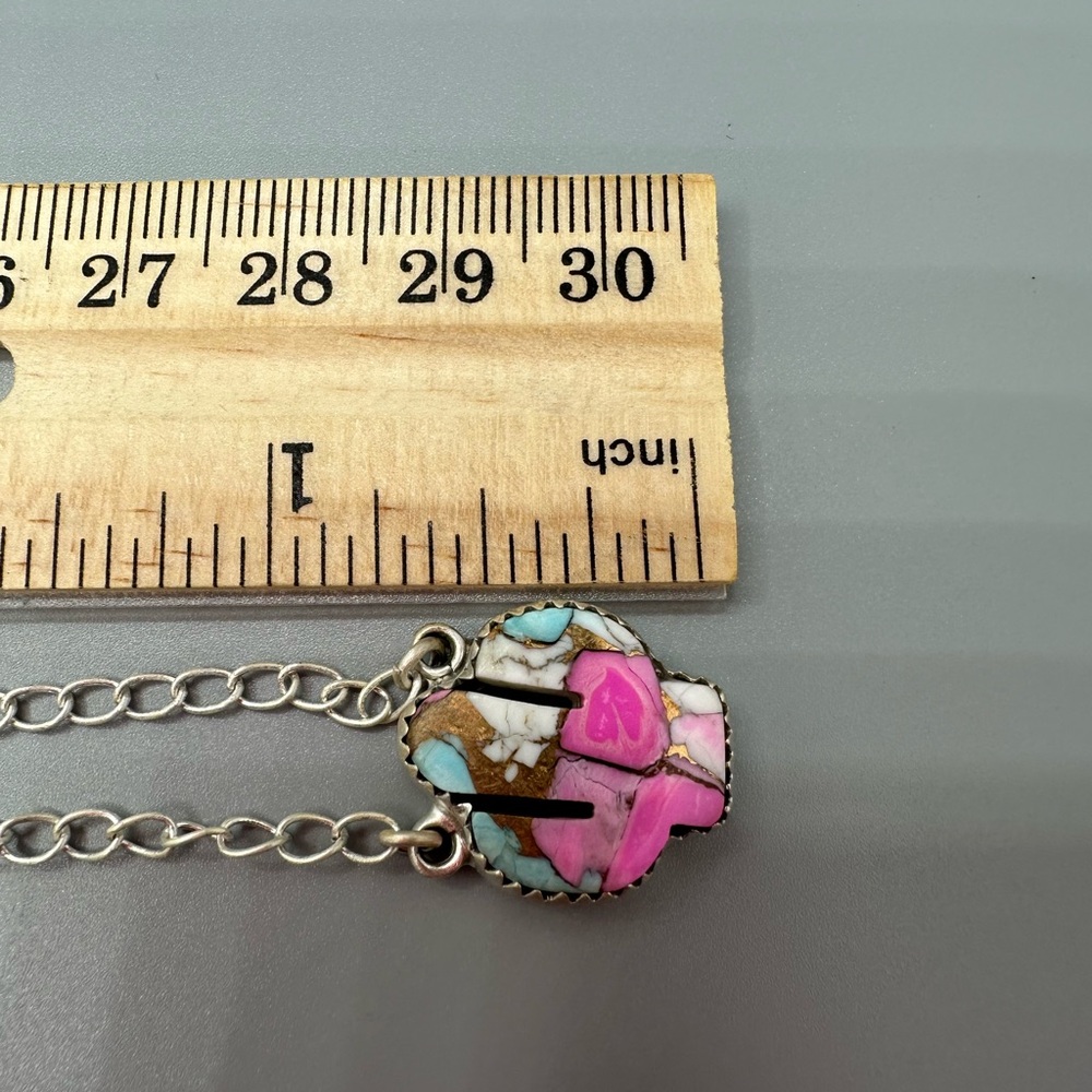🌵 Sterling Silver 925 Cotton Candy Turquoise Cactus Necklace and Earrings Set - Picture 8 of 10